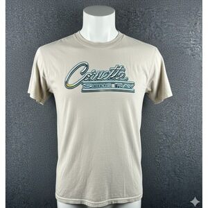 Corvette Sting Ray Official GM T Shirt Beige Hybrid Apparel 100% Cotton Large‎